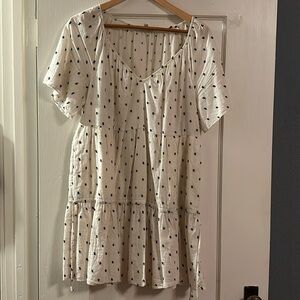 Madewell cream and black textured tiered dress